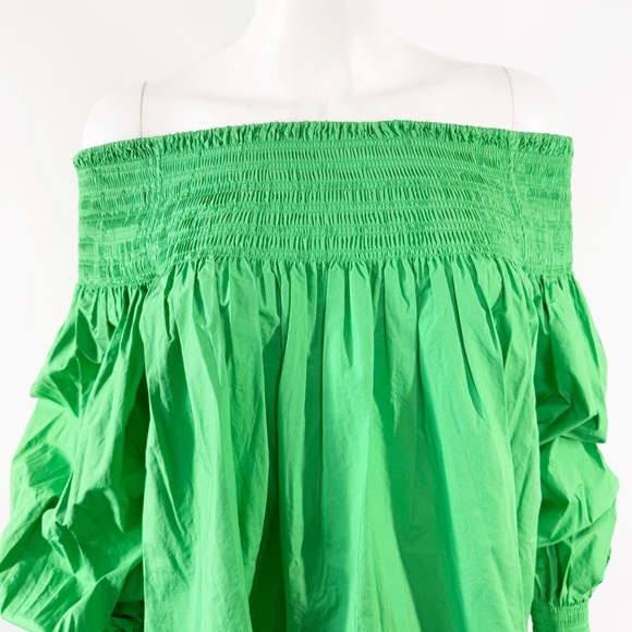 COS Kelly Green Off The Shoulder Mini Shirt Dress Size XS Long Sleeve Spring